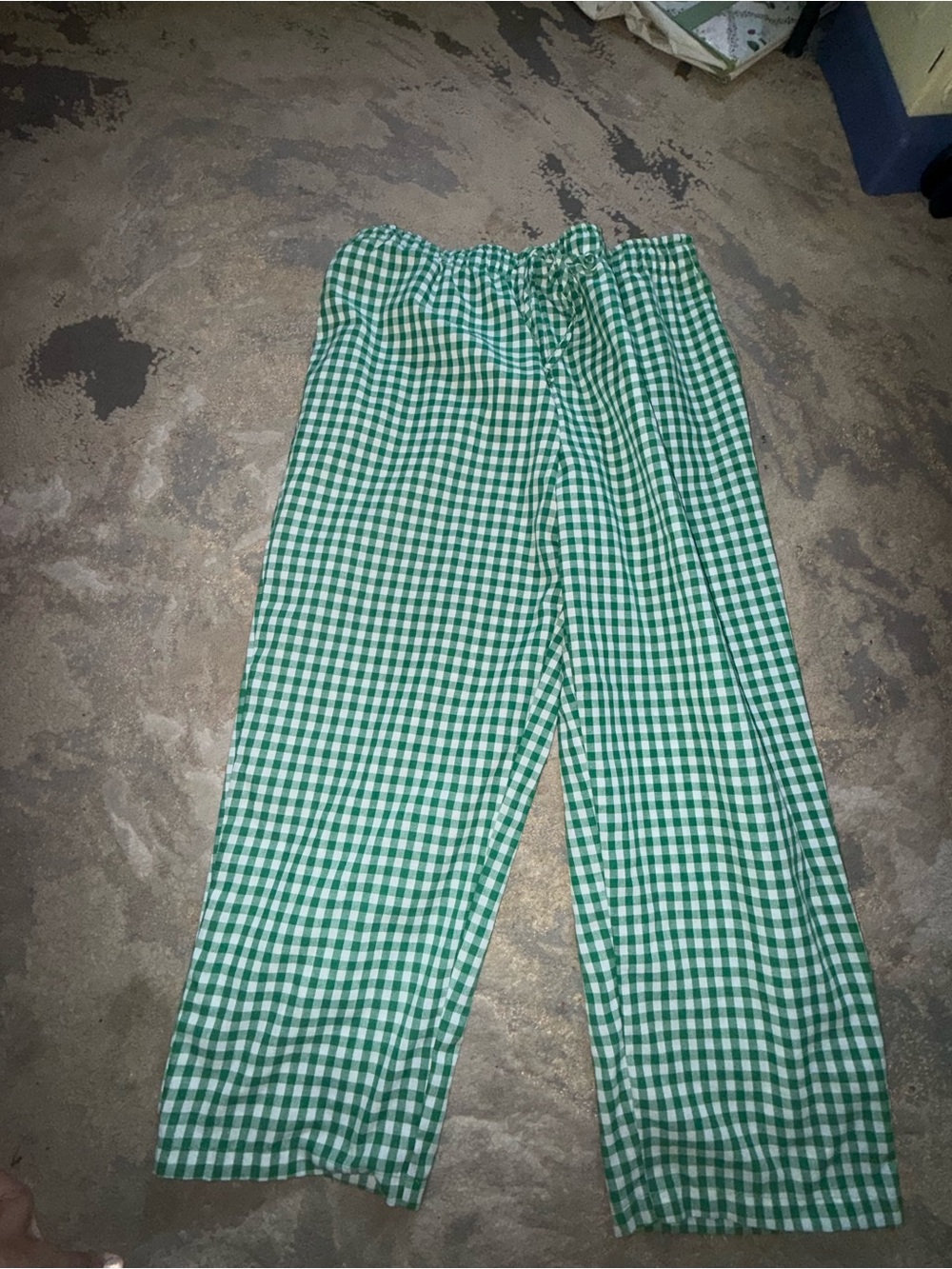 Green Gingham Wide-Leg gingham  Pants